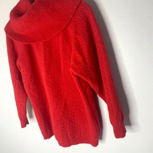 Vintage Turtle Neck Cowl Neck Red Wool Sweater Size Large